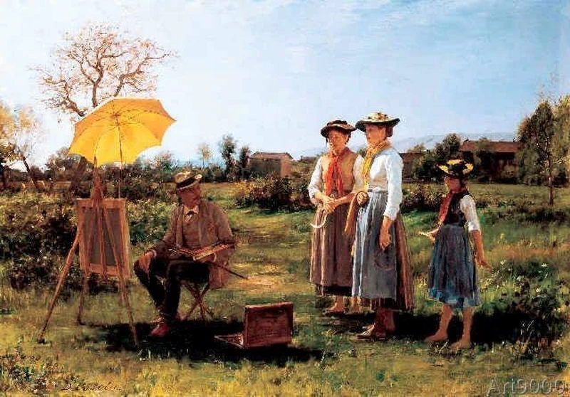 Il pittore e le contadine (autoritratto), 1892